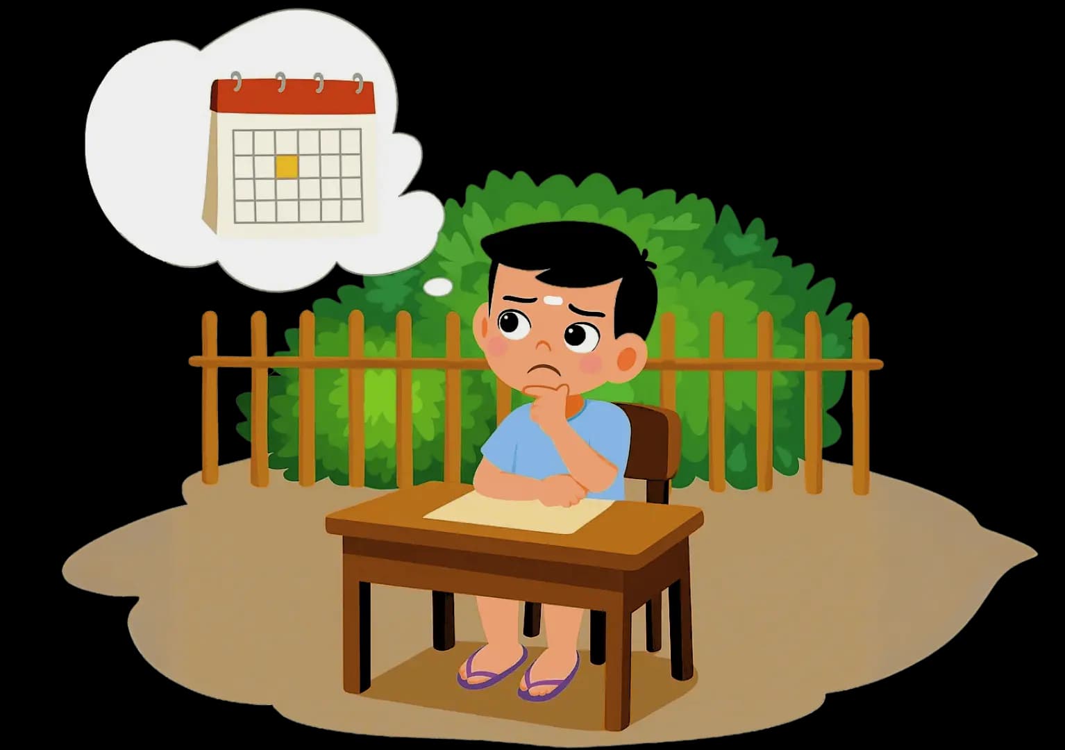 Playwithtamil coming soon illustration with child sitting at desk