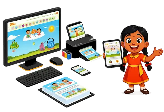 Tamil interactive and printable learning illustration